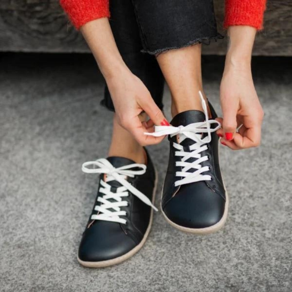 Groundies Blaze Barefoot+ Black Leather Minimalist Sneakers Women EU 39 US 8